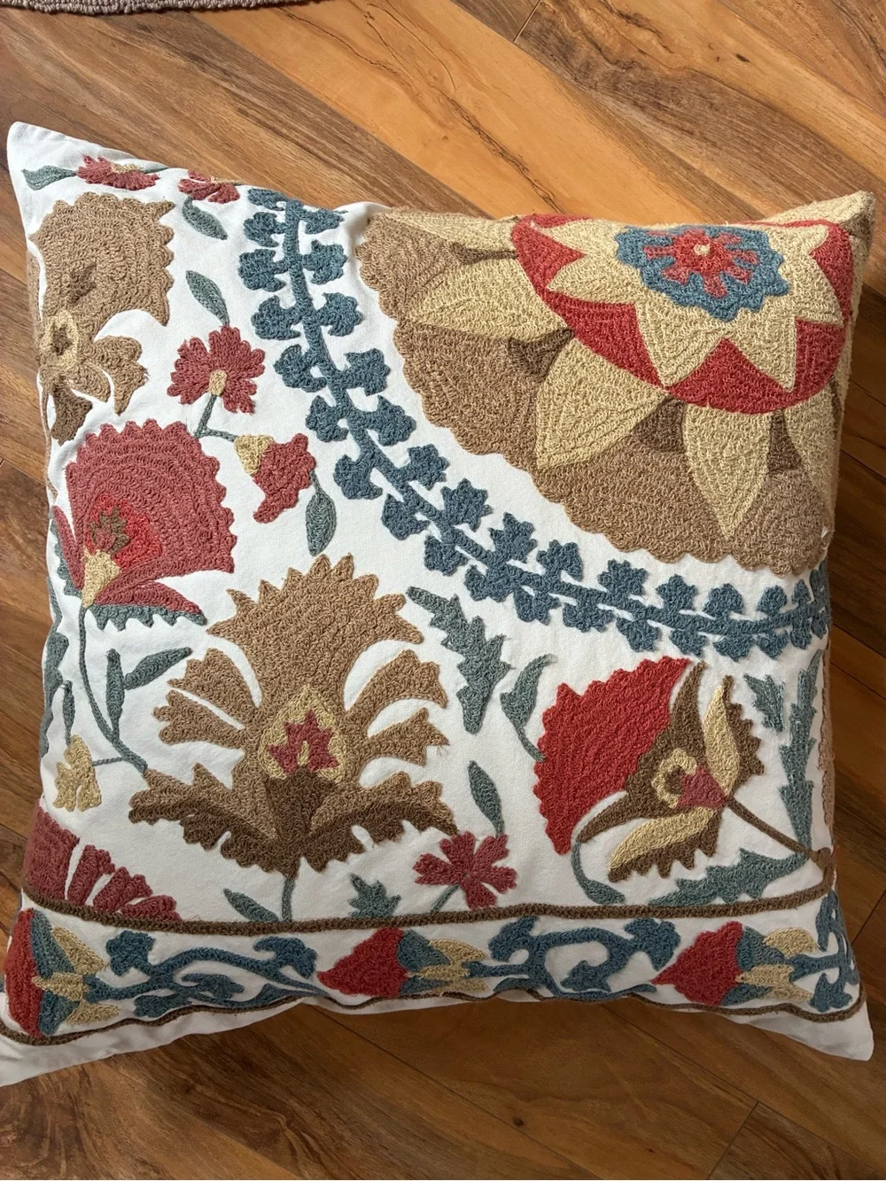 Pottery Barn Embroidered 26” square pillow including insert; EUC